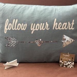 Thro by Marlo Lorenz Blue Accent Pillow with Sequin Arrow Design